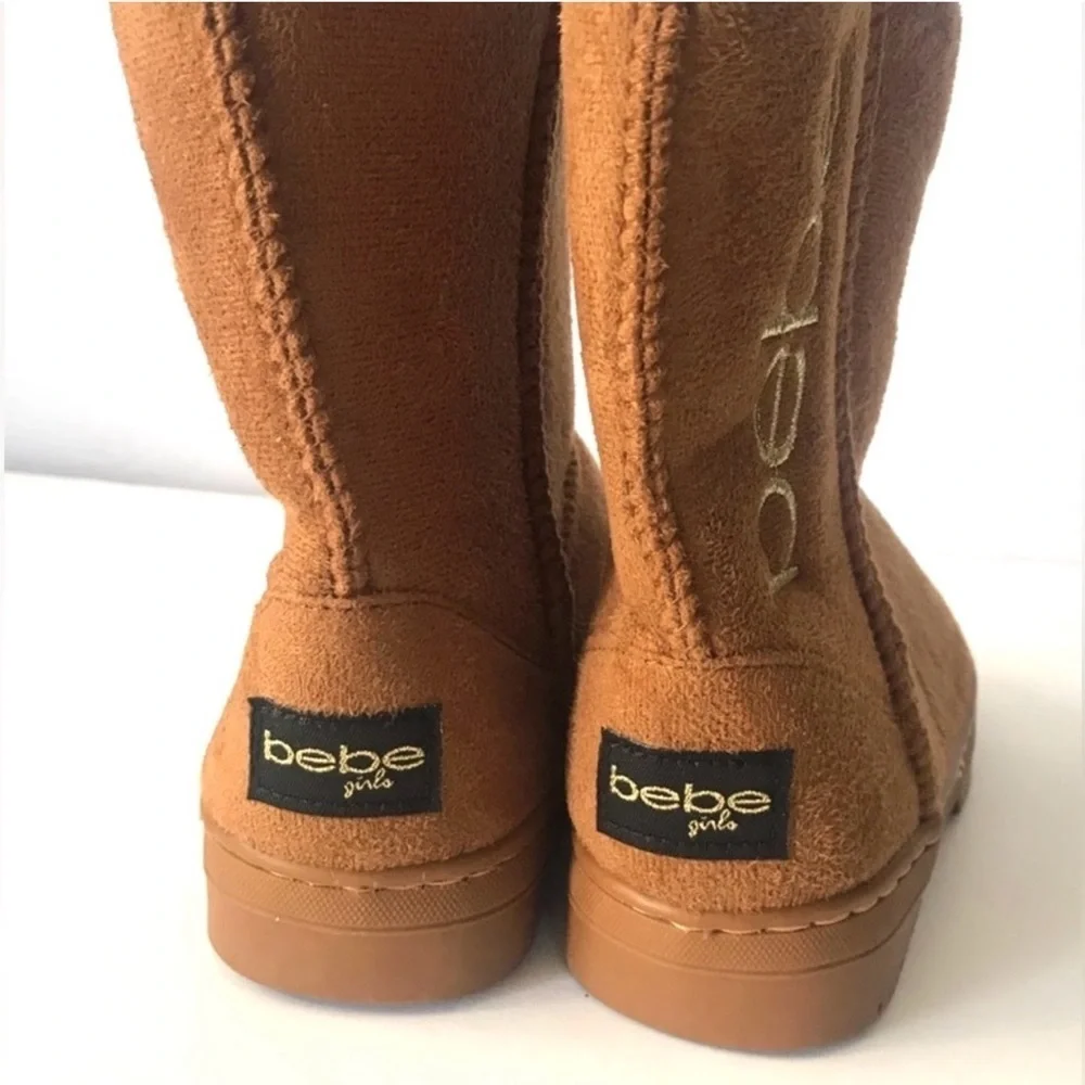 NEW, Bebe Toddler Girls Camel Brown Faux Suede Fun Lined Pull On Boots